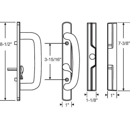 Strybuc RH White Patio Door Handle 13-441RHW